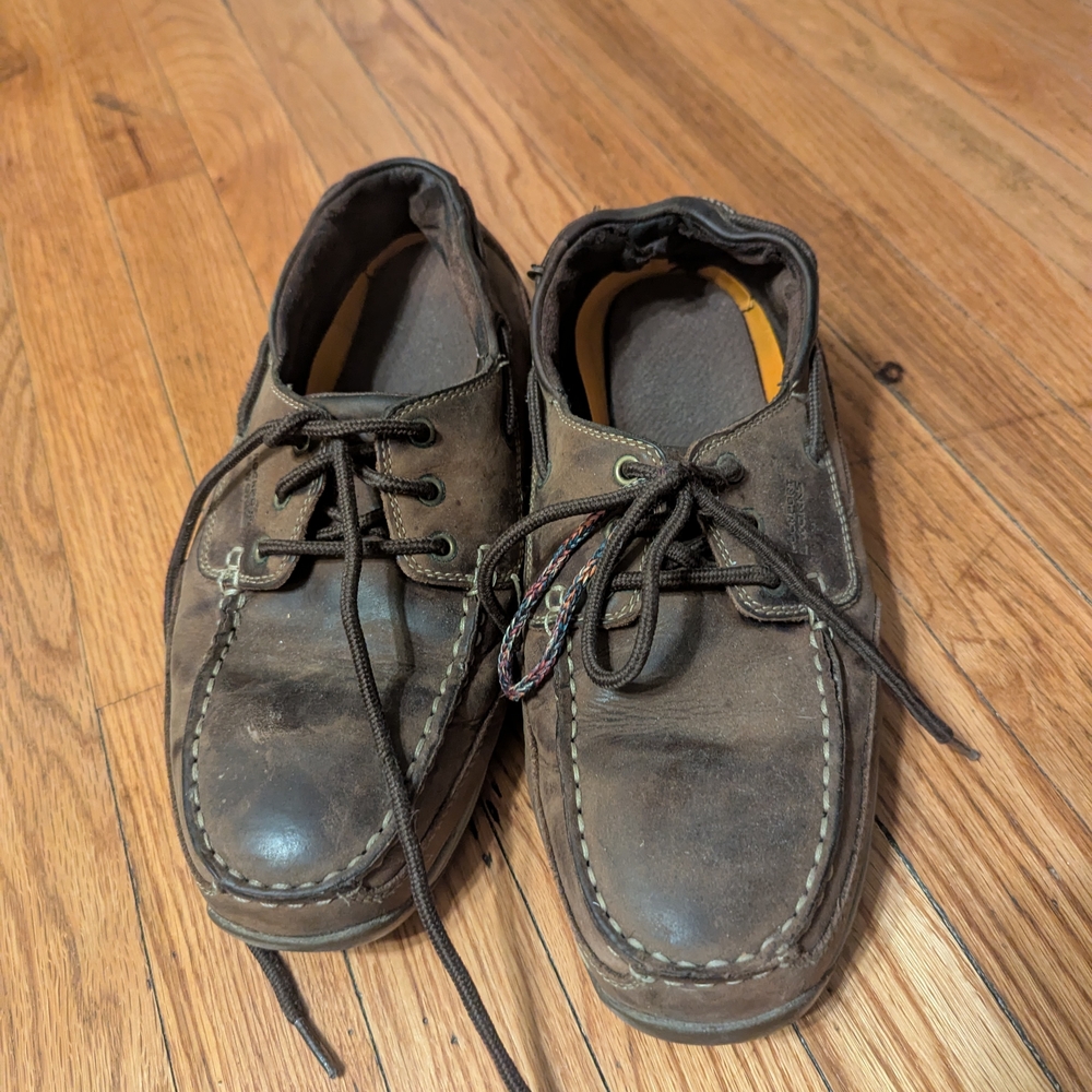 Rockport Brown Leather Lace-Up Boat Shoes